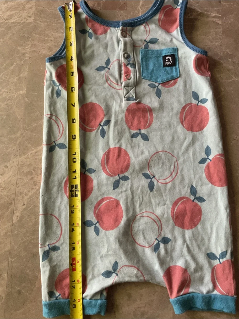 Rags to raches tank top romper peaches 18-24 months snaps